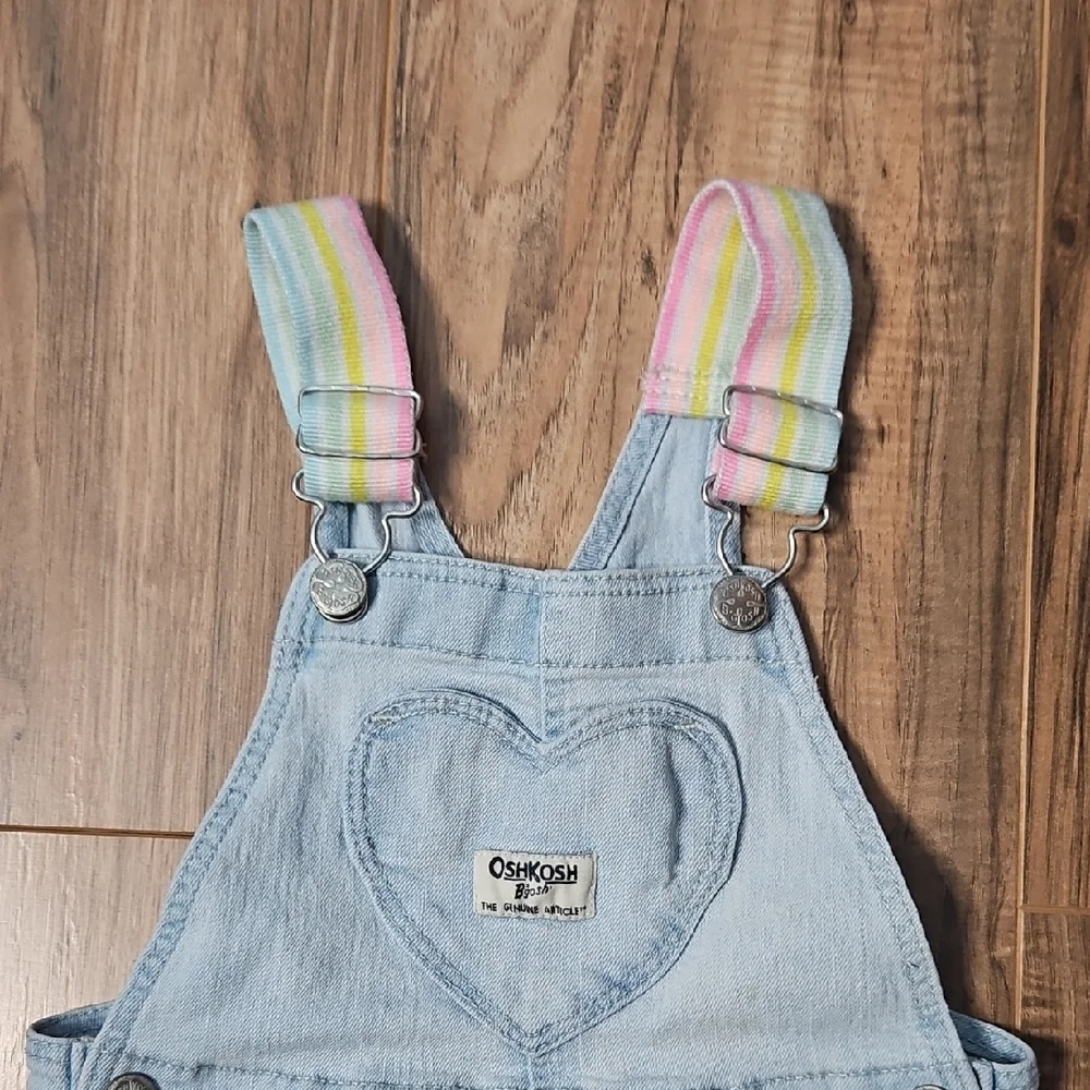 OshKosh B'gosh Light Blue Overalls with Rainbow Straps